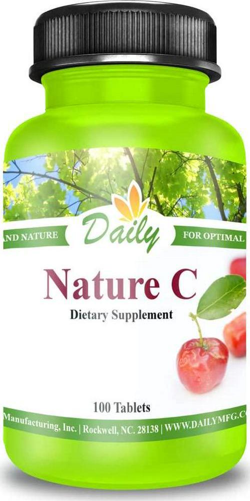 Daily Manufacturing Nature C 200mg Vitamin C from Acerola Cherries Vitamin C Complex Dietary Supplement, 100 Tablets (1)