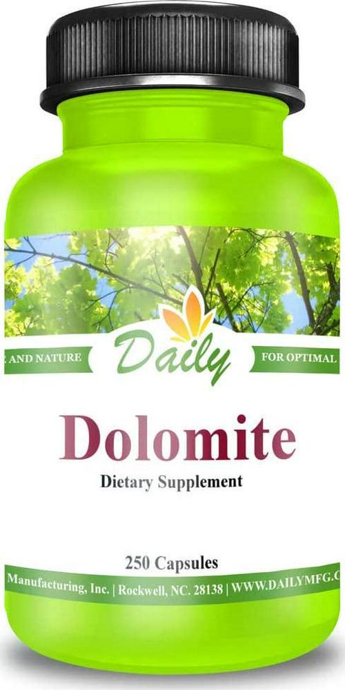 Daily Manufacturing Dolomite Calcium and Magnesium Dietary Supplement 250 Vegetarian Capsules (1)