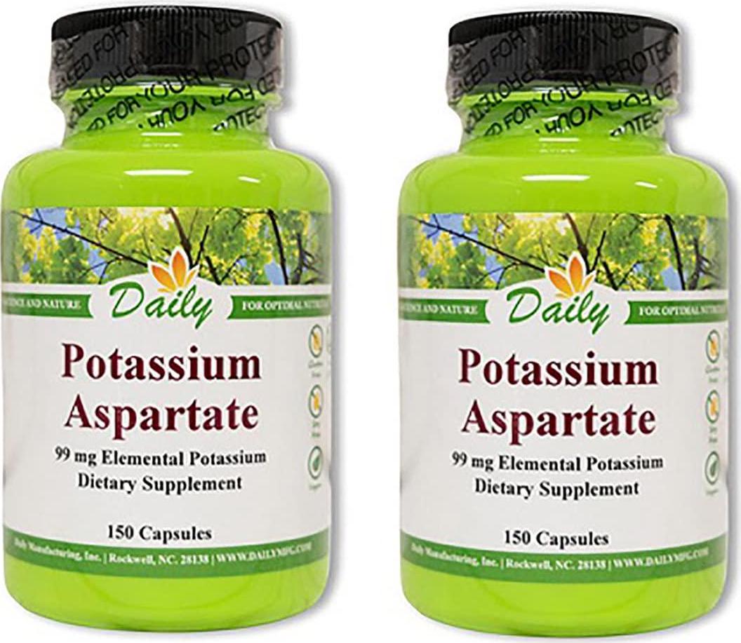 Daily Manufacturing -Potassium Aspartate 99 MG Elemental |150 Capsules, 2 Pack
