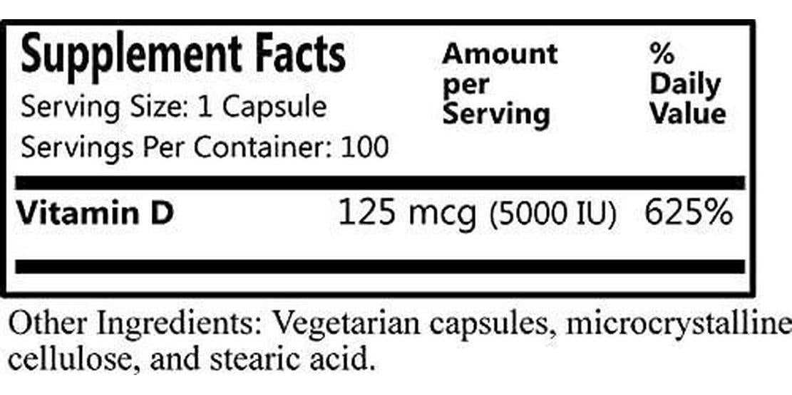 Daily Manufacturing -Vitamin D3 (5000 IU) |100 Capsules