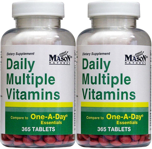 Daily Multiple Vitamins Compare to One A Day Essentials Multivitamin Multimineral Supplement 365 Tablets per Bottle Pack of 2 Total 730 Tablets