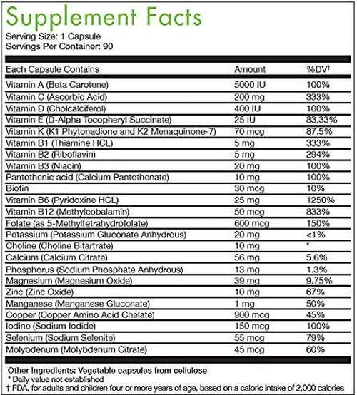 Daily Multivitamins - 90 Day Supply - NO Fillers, NO Binders, NO Added Ingredients. Simply The Perfect Blend of Vitamins and Minerals to Supplement a Balanced Diet. Pure Vitamin Club Daily Multicaps.