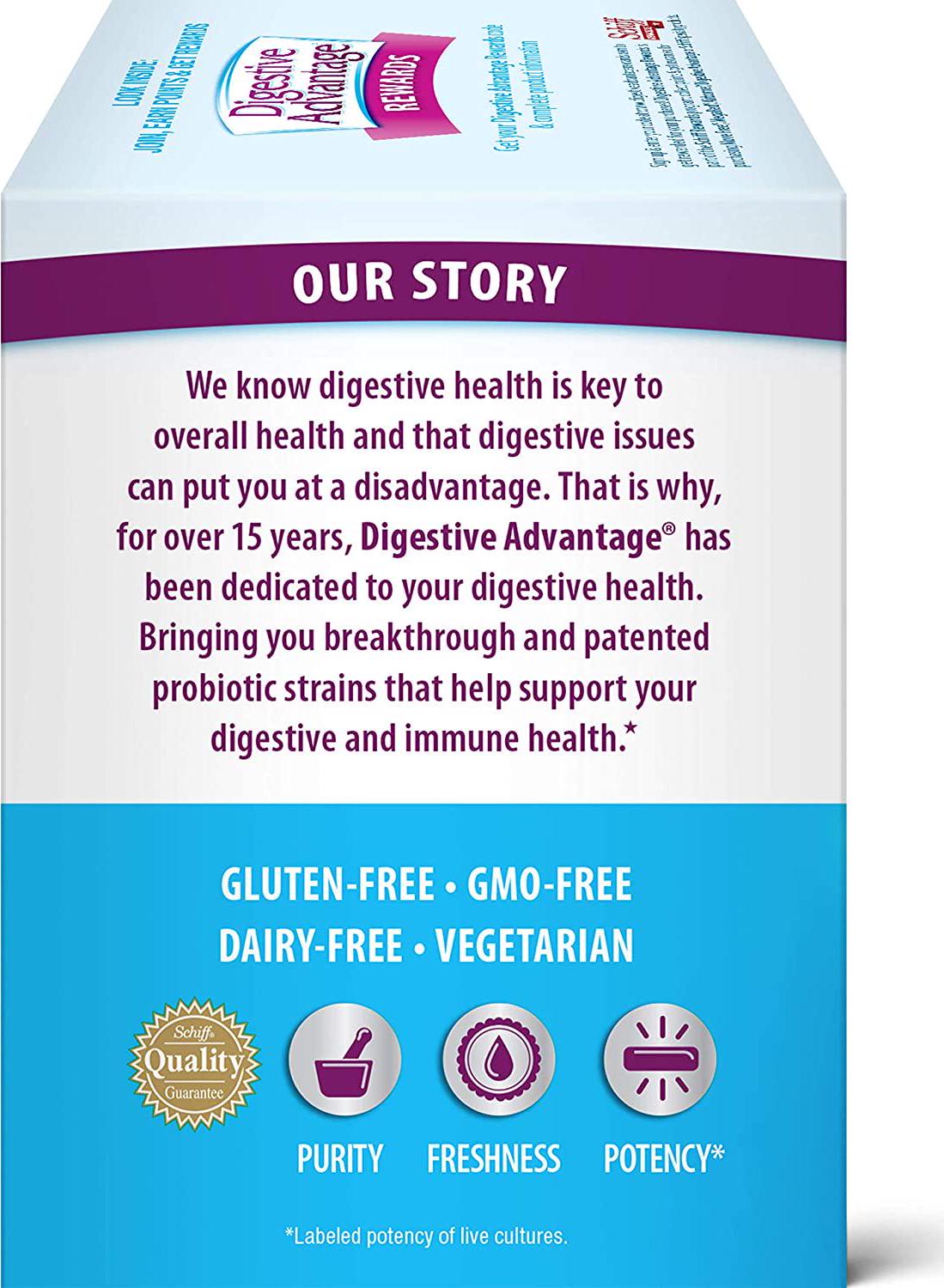 Daily Probiotic Capsule - Digestive Advantage (50 count in a box), Survives 100x Better Than Regular 50 Billion CFU, Lessen Minor Abdominal Discomfort, Bloating and Occasional Diarrhea