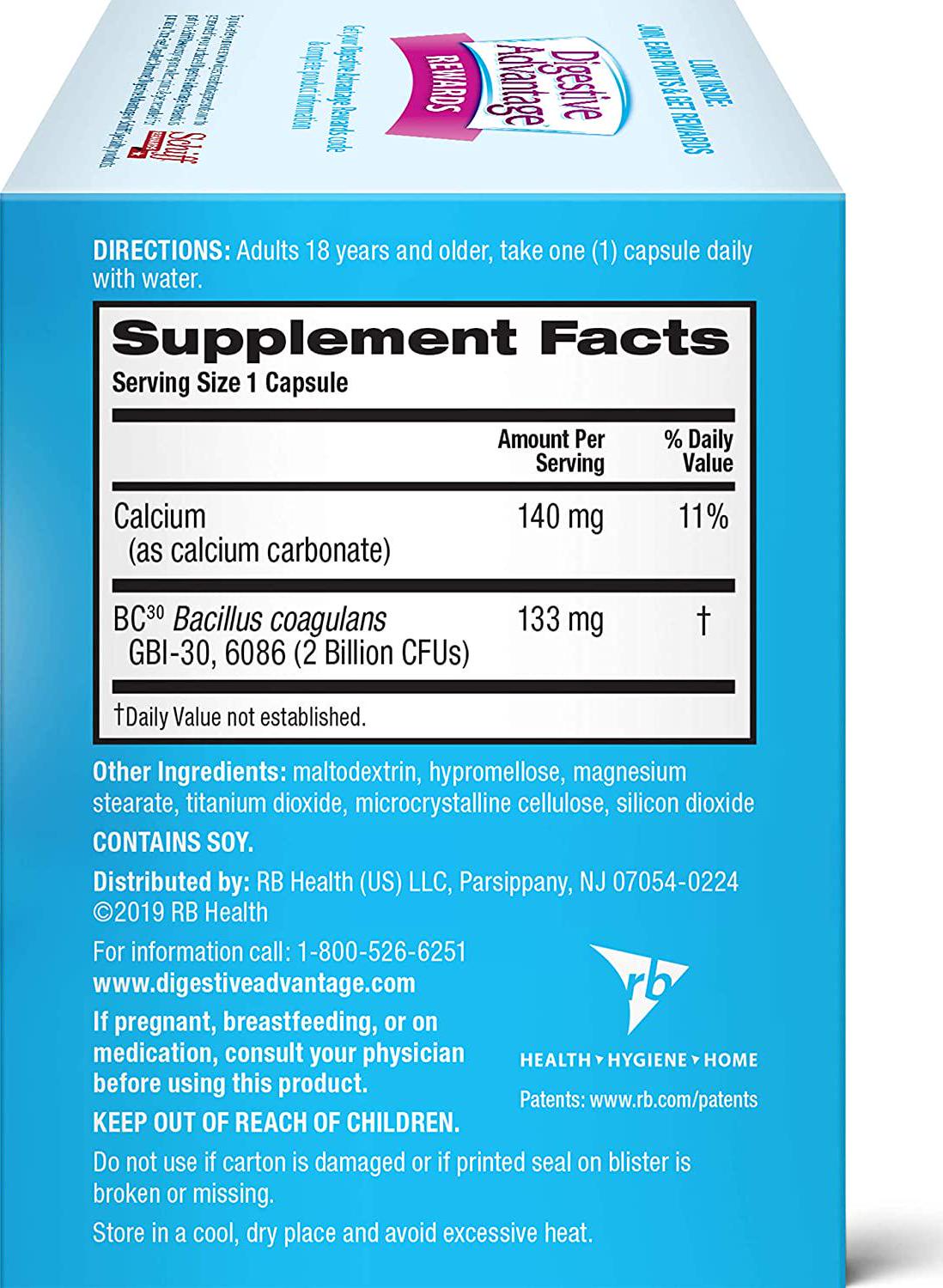 Daily Probiotic Capsule - Digestive Advantage (50 count in a box), Survives 100x Better Than Regular 50 Billion CFU, Lessen Minor Abdominal Discomfort, Bloating and Occasional Diarrhea