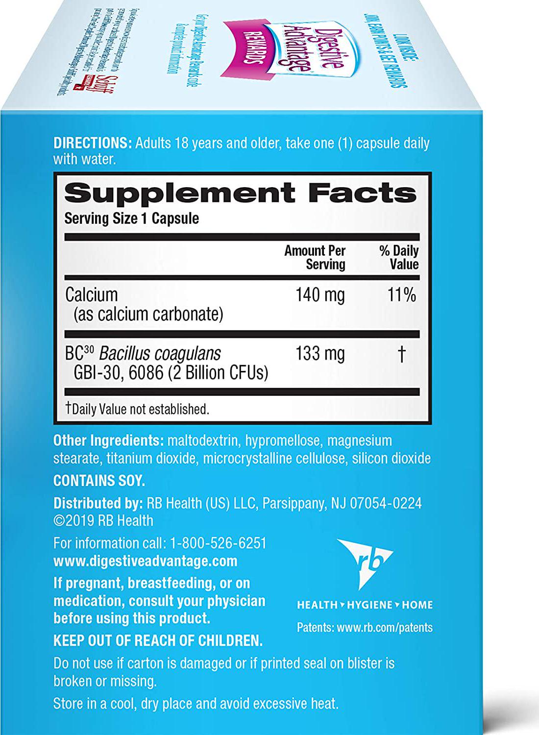 Daily Probiotic Capsule - Digestive Advantage (50 count in a box), Survives 100x Better Than Regular 50 Billion CFU, Lessen Minor Abdominal Discomfort, Bloating and Occasional Diarrhea