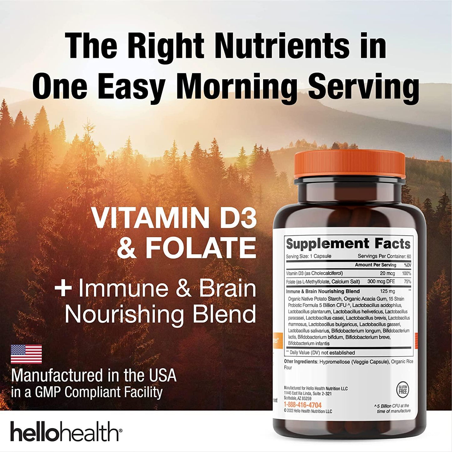 Daily Probiotic for Women, Men + Kids Probiotic –Belly Great Prebiotics and Probiotics for Gut Health, Immune Support, Stress Relief + Vitamin D3, Folate B Vitamins: 15 Strain, Gluten Free -60 Count