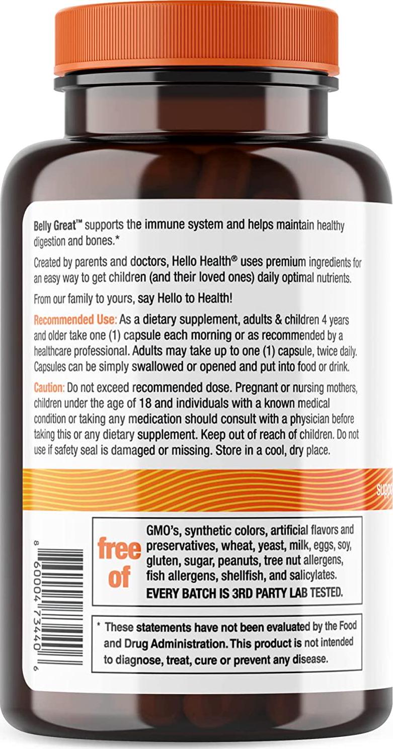 Daily Probiotic for Women, Men + Kids Probiotic –Belly Great Prebiotics and Probiotics for Gut Health, Immune Support, Stress Relief + Vitamin D3, Folate B Vitamins: 15 Strain, Gluten Free -60 Count