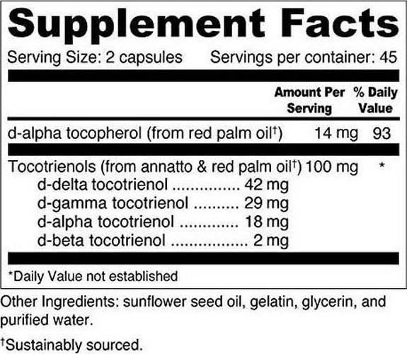 Daily Super E - Superior Full Spectrum Tocotrienols - High in Gamma, Delta, and Alpha (90 Capsules)