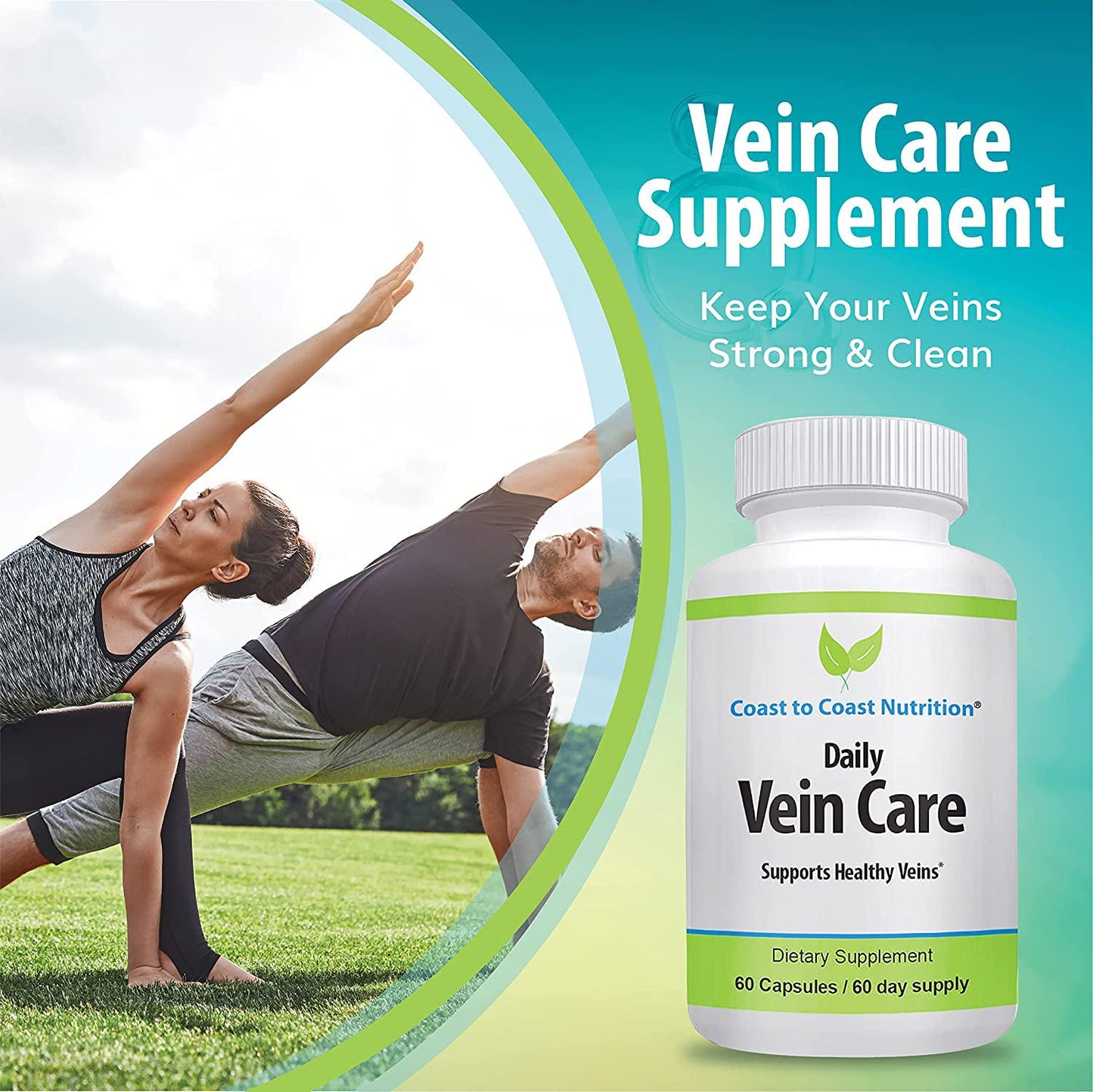 Daily Vein Health Supplement | Improve Leg Circulation and Heart Health by Expanding Arteries for Improved Blood Flow | Vitamins K2 and D3 |60 Day Supply