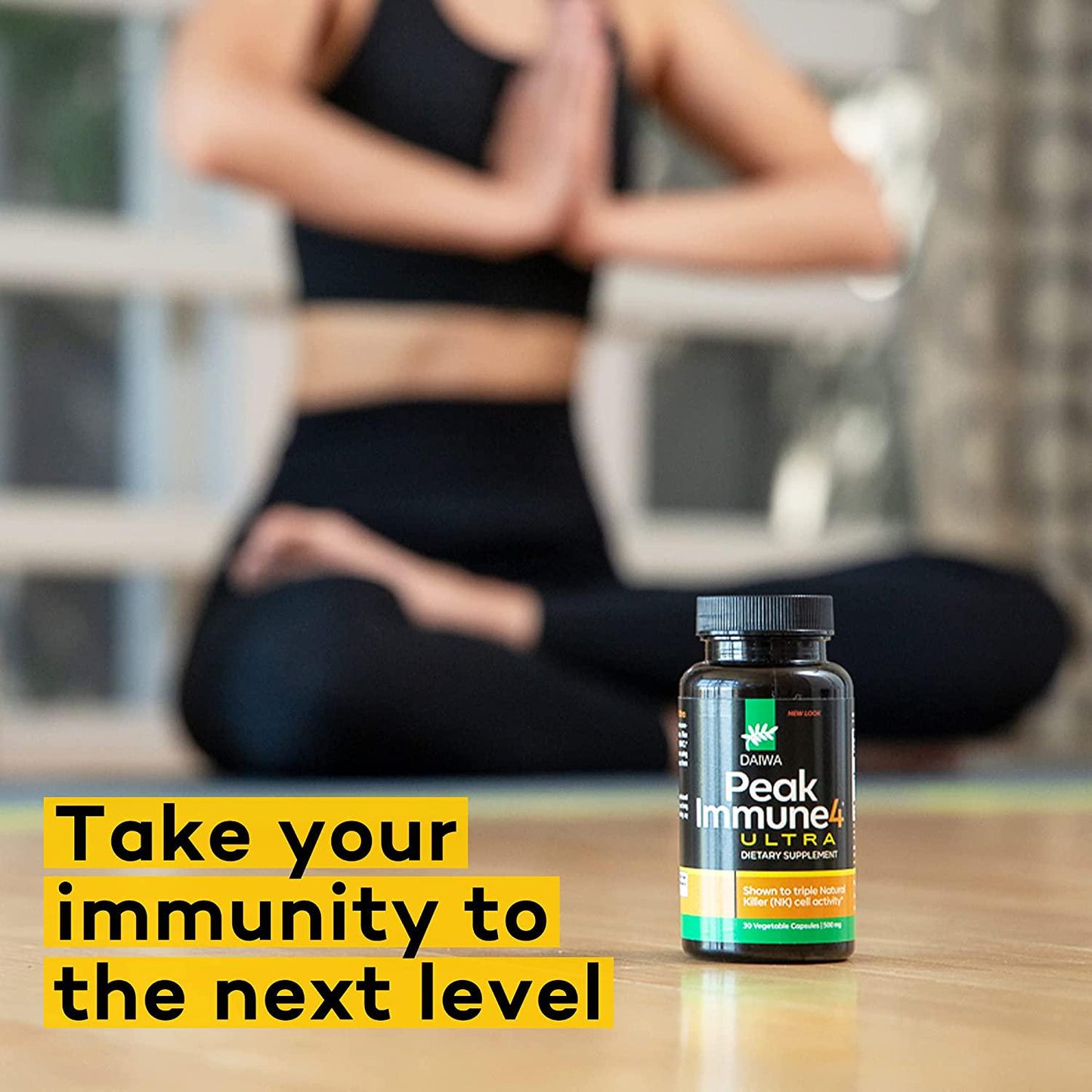 Daiwa Peak Immune 4 - Natural Immune System Booster Supplement 1000mg Dose - 30 Count Increases Killer Cell Activity and Healthy Cytokine Production - Superior Alternative to AHCC