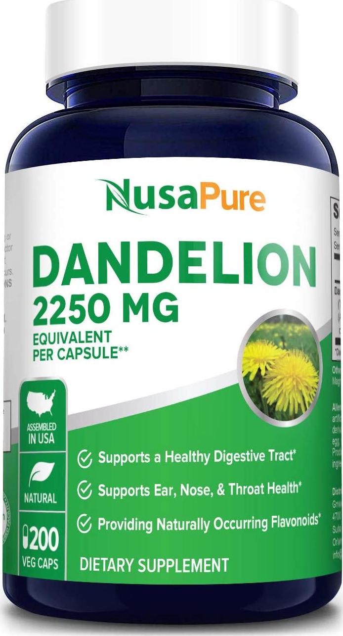 Dandelion Extract 2,250mg 200 Veggie Capsules (Non-GMO, Extract 5:1 and Gluten Free)