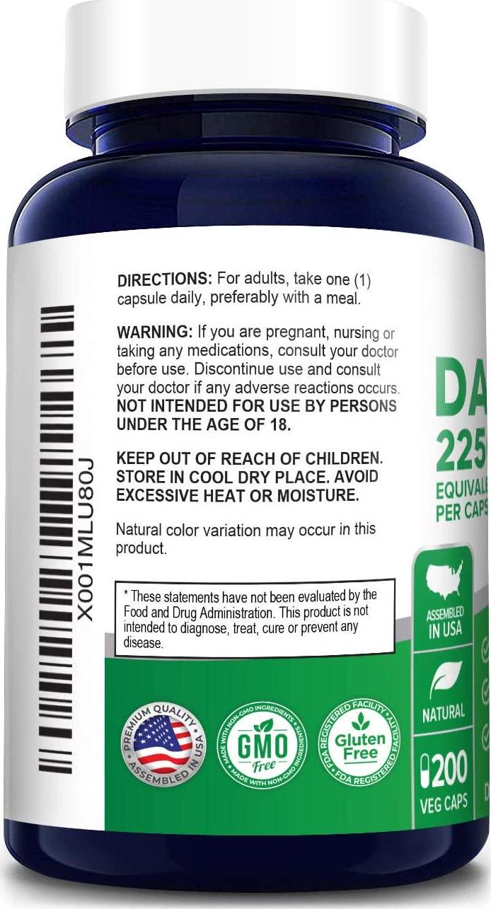 Dandelion Extract 2,250mg 200 Veggie Capsules (Non-GMO, Extract 5:1 and Gluten Free)