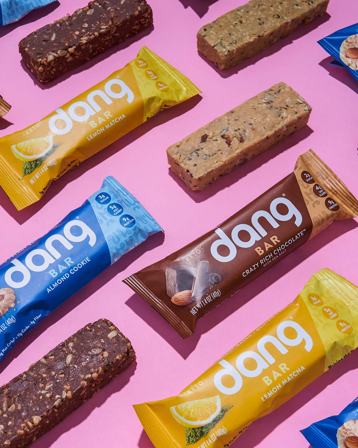 Dang Keto Bar | 3 Flavor Variety | 12 Pack | Keto Certified, Vegan, Low Carb, Low Sugar, Plant Based, Non GMO, Gluten Free Snacks | 4-5g Net Carbs, 9g Protein, No Added Sugars