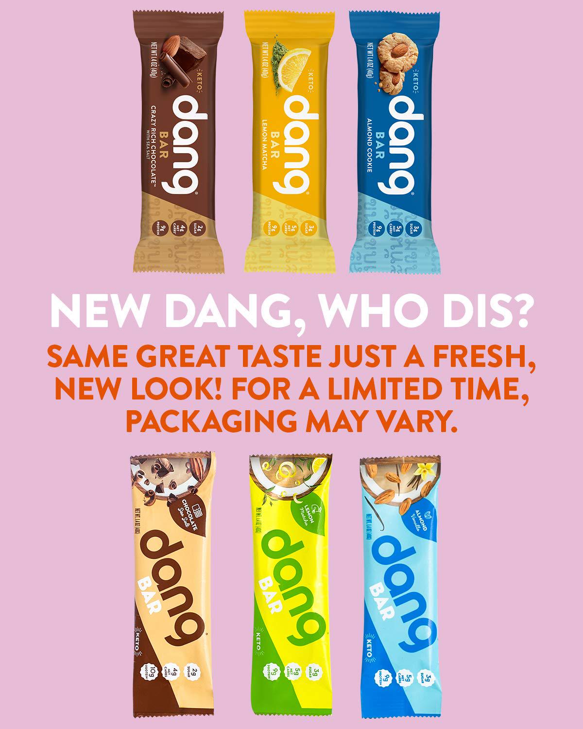 Dang Keto Bar | 3 Flavor Variety | 12 Pack | Keto Certified, Vegan, Low Carb, Low Sugar, Plant Based, Non GMO, Gluten Free Snacks | 4-5g Net Carbs, 9g Protein, No Added Sugars