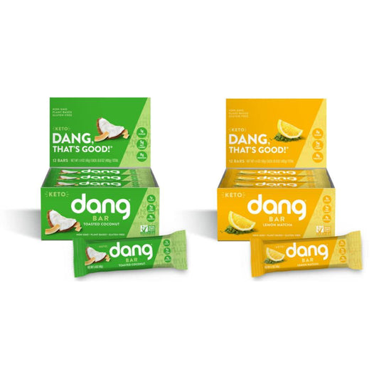 Dang Keto Bars | 24 Pack | Lemon Matcha and Toasted Coconut Bundle | No Added Sugar, Low Carb, Plant Based, Vegan