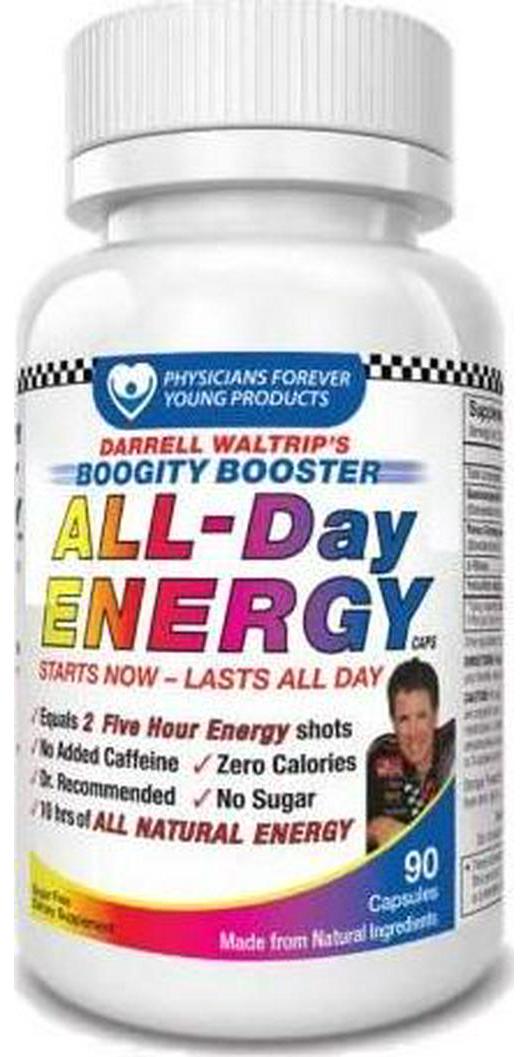 Darrell Waltrip&#039;s Boogity Booster All-Day Energy Capsules-Natural Energy Supplement with Guarana Extract, Ginseng, D-Ribose, and Yerba Mate-Natural Energy Without The Jitters-30 Day Supply-90 Count