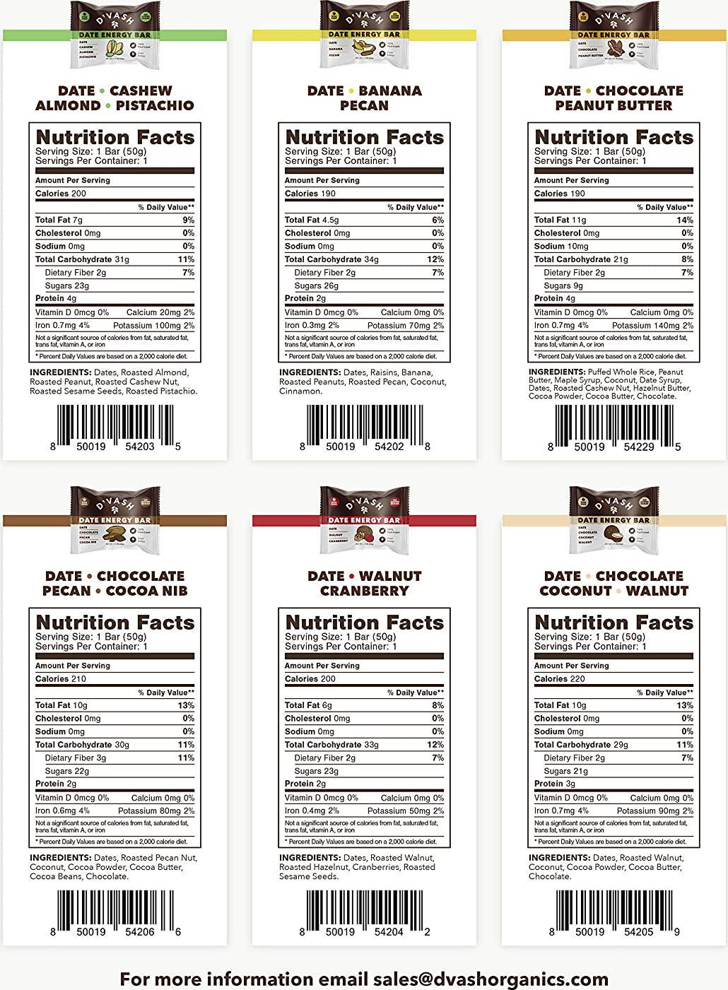 Date Cashew Almond Pistachio Energy Date Bar 6 Pack, 100% Dates, No Added Sugar, Paleo, Non-GMO, Kosher