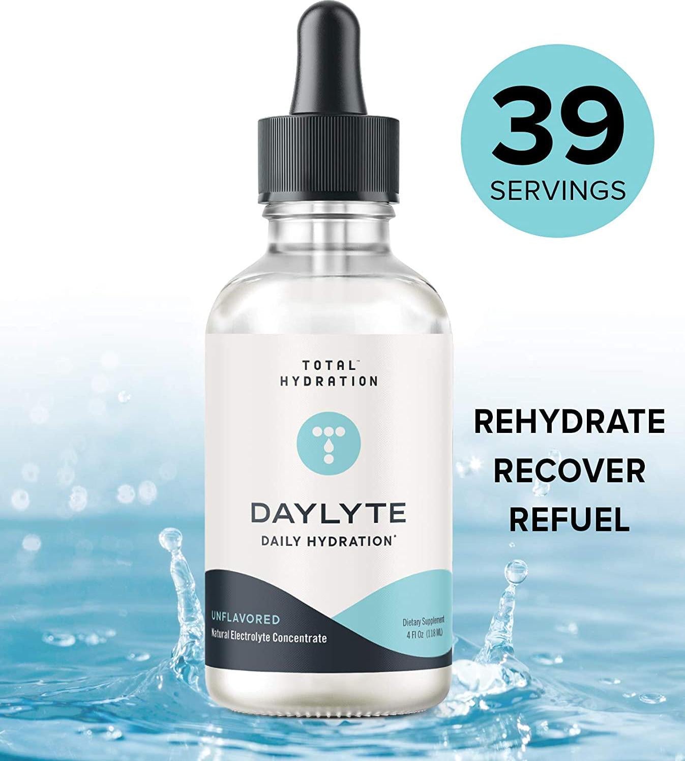 Daylyte Electrolyte Drops Hydration (Unflavored) Sugar Free Electrolyte Mineral Drops for Rehydrating and Refueling, Trace Mineral Drops Supplement with Magnesium, Calcium, Zinc and more (39 Servings)