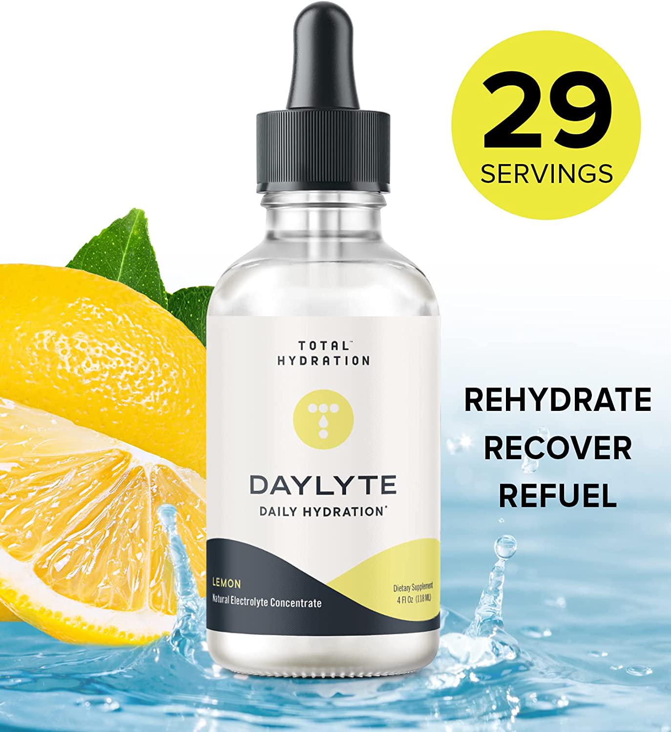 Daylyte Keto Electrolyte Drops Hydration Supplement - Keto Electrolytes | Dehydration Relief Fast for Workout, Hangover, Illness, Sweating, Travel Recovery, 4oz 39 Servings, Lemon Flavor