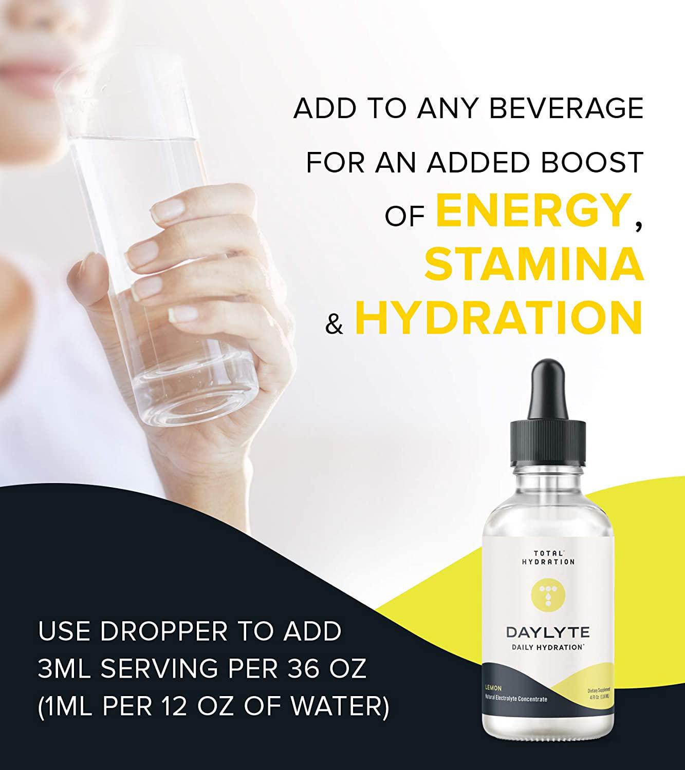 Daylyte Keto Electrolyte Drops Hydration Supplement - Keto Electrolytes | Dehydration Relief Fast for Workout, Hangover, Illness, Sweating, Travel Recovery, 4oz 39 Servings, Lemon Flavor