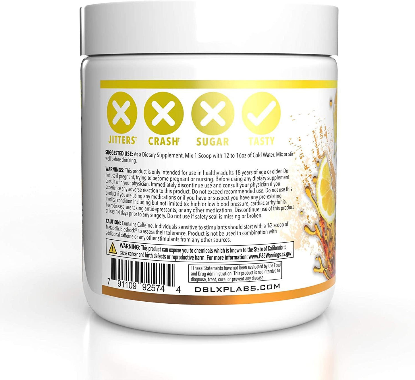 Dbl XP Labs Metabolic Bioshock - Tea Bag Tee Off - Gamer Energy Drink Powder, Elite Focus Formula, No Sugar with Natural Caffeine and Nootropics, 30 Servings, 195g