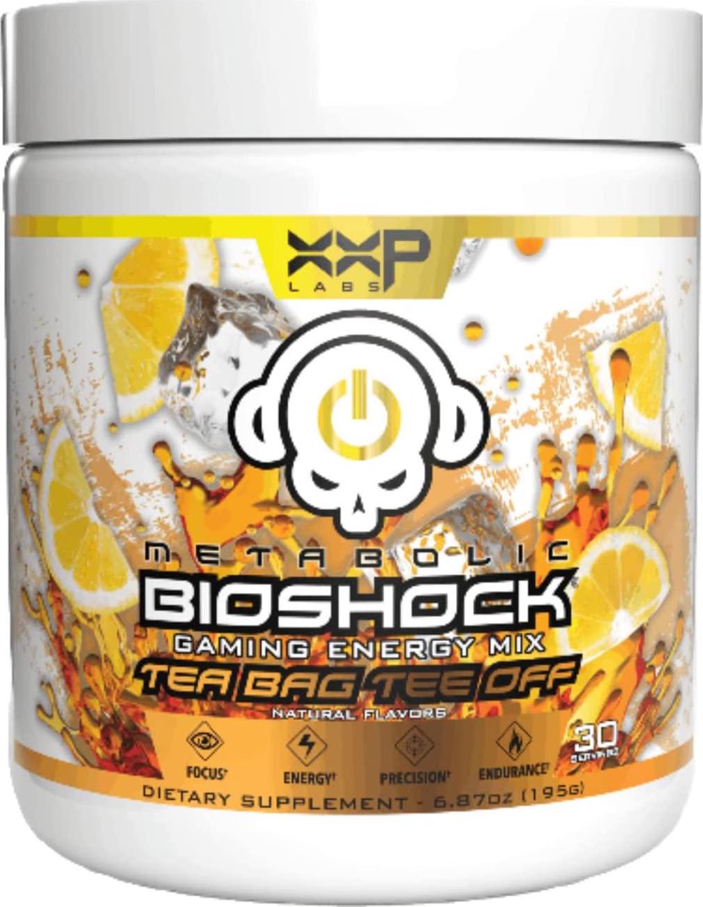 Dbl XP Labs Metabolic Bioshock - Tea Bag Tee Off - Gamer Energy Drink Powder, Elite Focus Formula, No Sugar with Natural Caffeine and Nootropics, 30 Servings, 195g