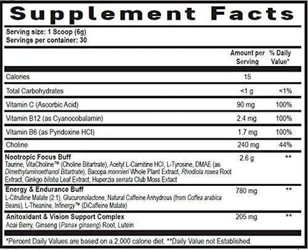 Dbl XP Labs Metabolic Bioshock - Healthy Gaming Energy Drink Powder, Gamer Focus Formula, Strawblaze, 30 Servings