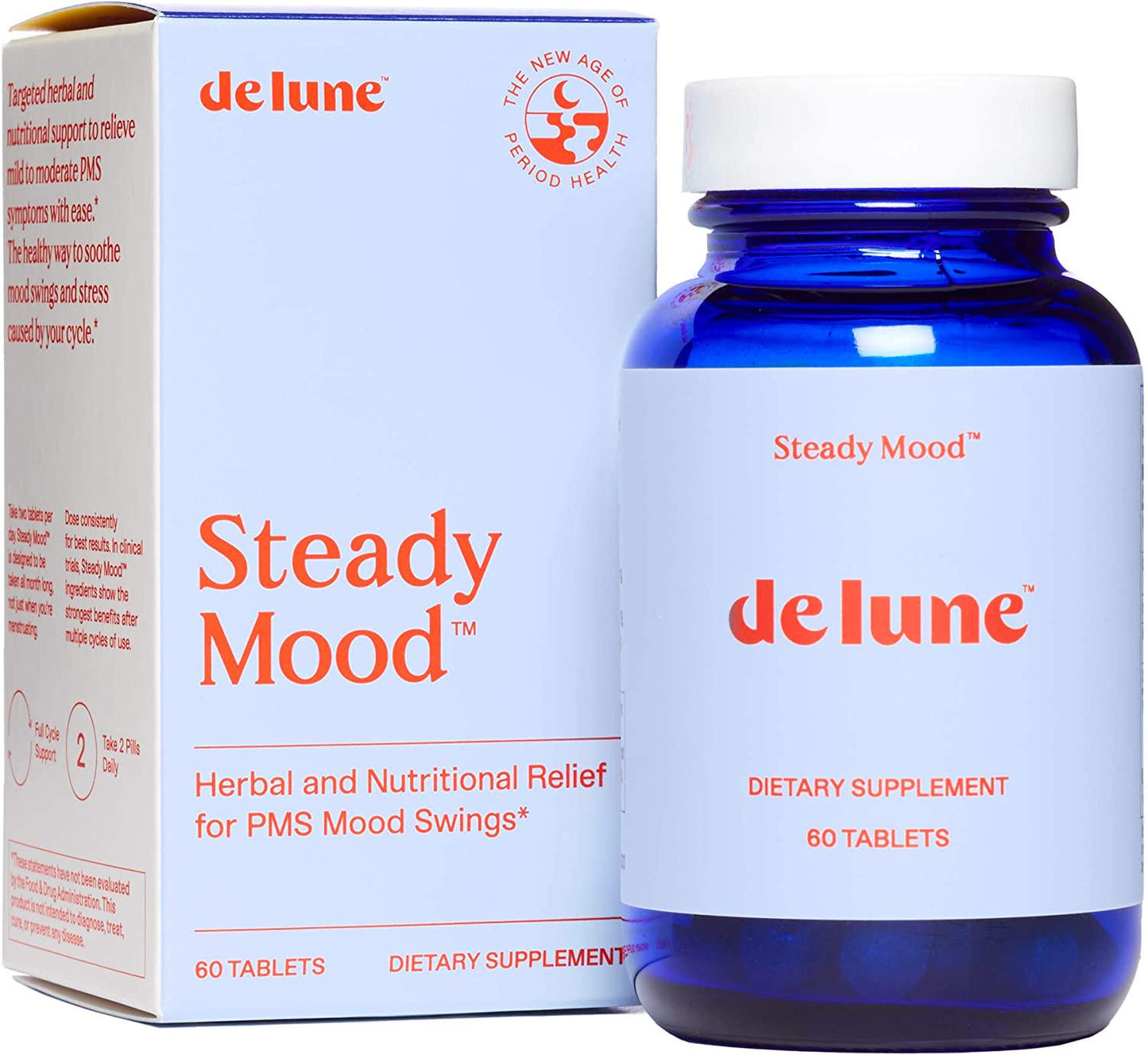 De Lune, Steady Mood, Natural Relief for PMS Mood Swings and Stress, 60 Tablets