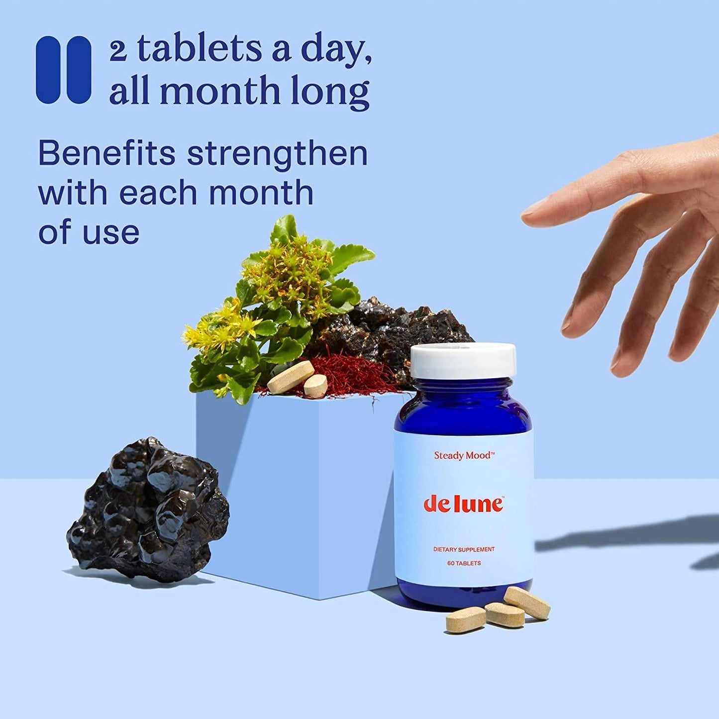 De Lune, Steady Mood, Natural Relief for PMS Mood Swings and Stress, 60 Tablets