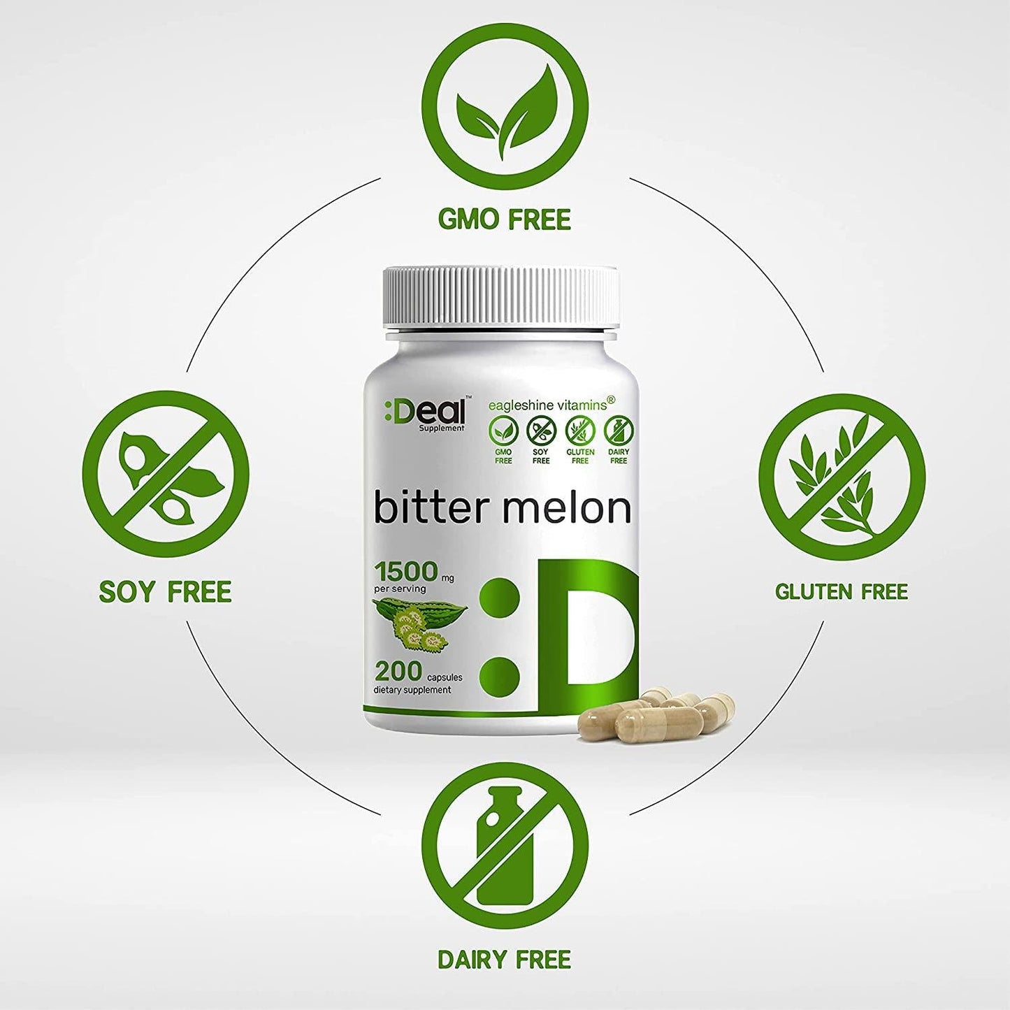 Deal Supplement Bitter Melon 750mg, 180 Capsules, Balanced Blood Sugar Level Support, Non-GMO, Made in USA (180 Caps)