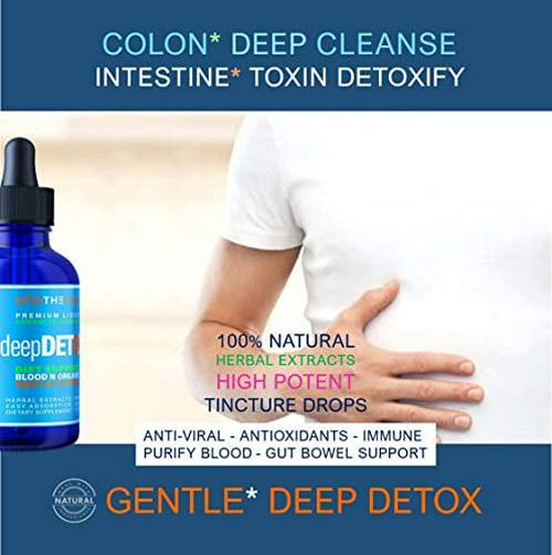 DeepDetox 2oz. Plant-Based Colon Intestinal Gut Detoxify Support. Cleanse Blood Purify Skin. 100% Natural Fibers Diet Supplement. Pure Vegan 14 Herbals Fast Absorb Tincture Liquid 120 Servings
