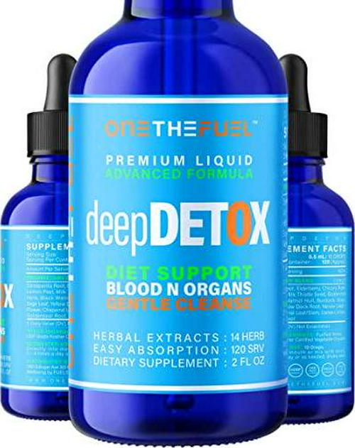 DeepDetox 2oz. Plant-Based Colon Intestinal Gut Detoxify Support. Cleanse Blood Purify Skin. 100% Natural Fibers Diet Supplement. Pure Vegan 14 Herbals Fast Absorb Tincture Liquid 120 Servings