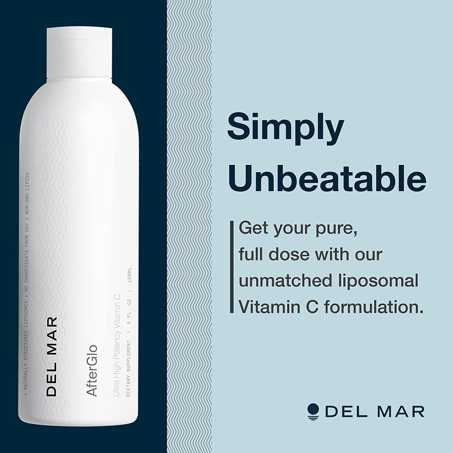 Del Mar Labs AfterGlo Liposomal Vitamin C 1000mg - 30 Servings - Vitamin C as Sodium Ascorbate and Ascorbic Acid - Immune System Booster and Collagen Supplement - Non-GMO - Vegan - Made in USA