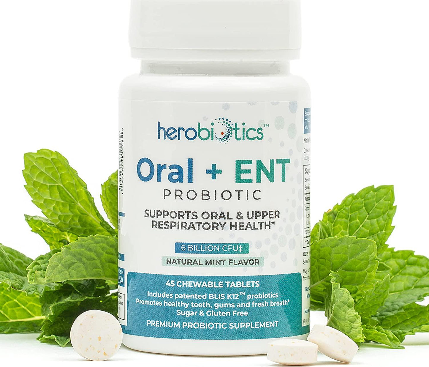 Dental Probiotic for Women and Men, 45 Tablets - 6 Billion CFU with Lactobacillus Reuteri, BLIS K12 and Oral Probiotics - Adults Natural Supplement Treatment for Bad Breath, Gum Disease, Gingivitis