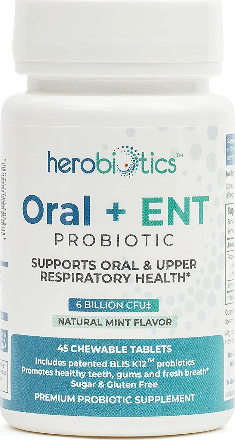 Dental Probiotic for Women and Men, 45 Tablets - 6 Billion CFU with Lactobacillus Reuteri, BLIS K12 and Oral Probiotics - Adults Natural Supplement Treatment for Bad Breath, Gum Disease, Gingivitis