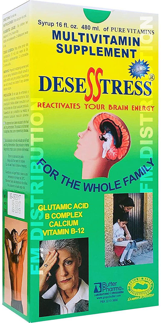 Desesstress Plus Liquid B-Complex - Complejo B para Reactivar Tu Cerebro - 16 Fl Oz