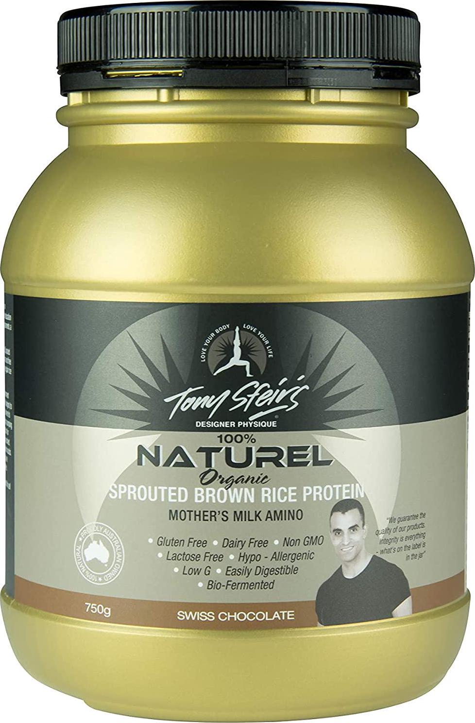 Designer Physique Organic Sprouted Brown Rice Protein Powder, Swiss Chocolate, Chocolate 750 grams