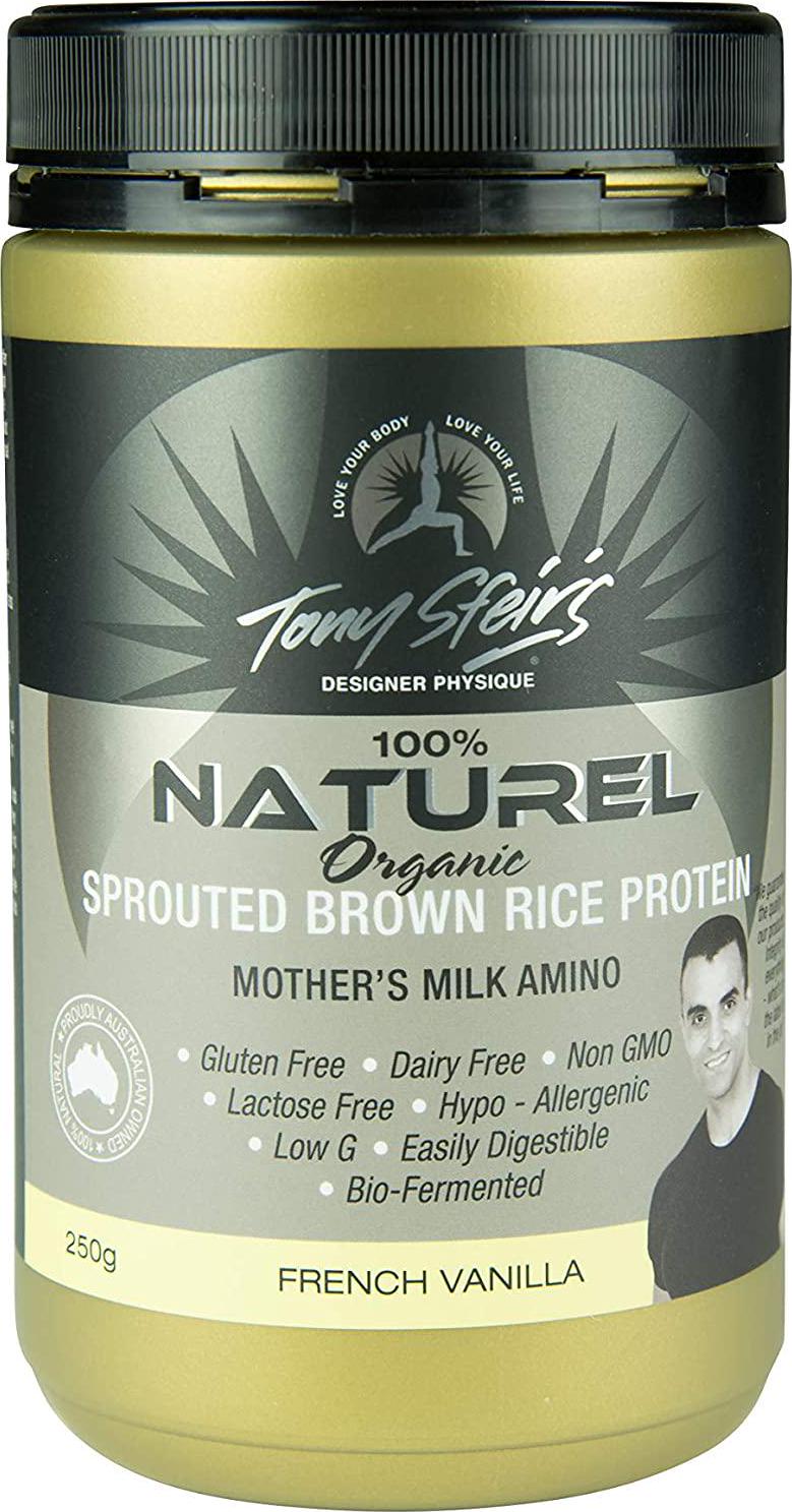 Designer Physique Organic Sprouted Brown Rice Protein Powder, French Vanilla, Vanilla 250 grams