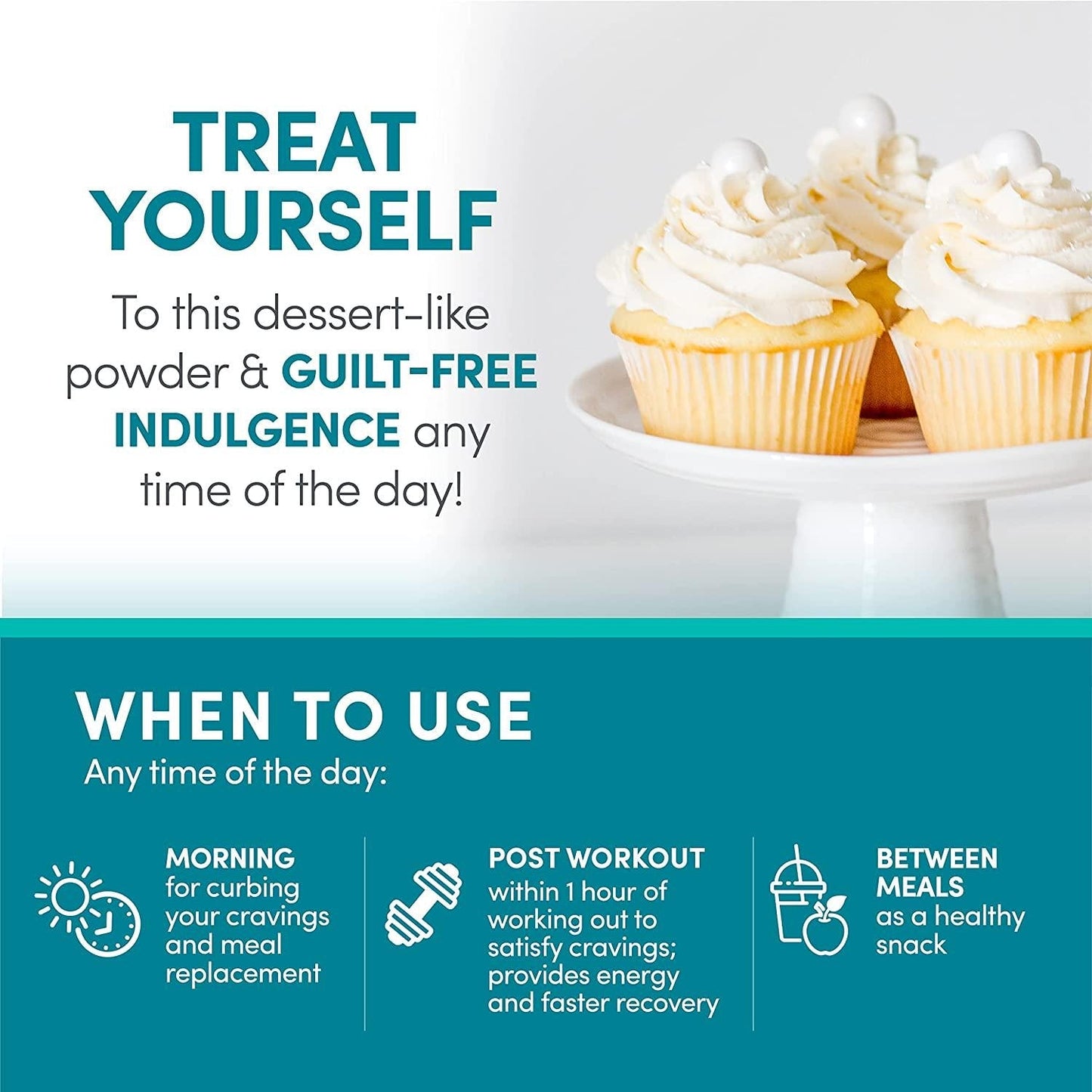 Designer Protein LITE, Low Calorie Natural Protein, Vanilla Cupcake, 9.03 Ounce, White and Blue, 170196