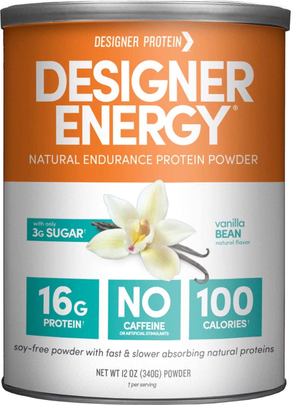 Designer Protein Sustained Energy Natural Endurance Protein, Vanilla Bean, 12 Ounce