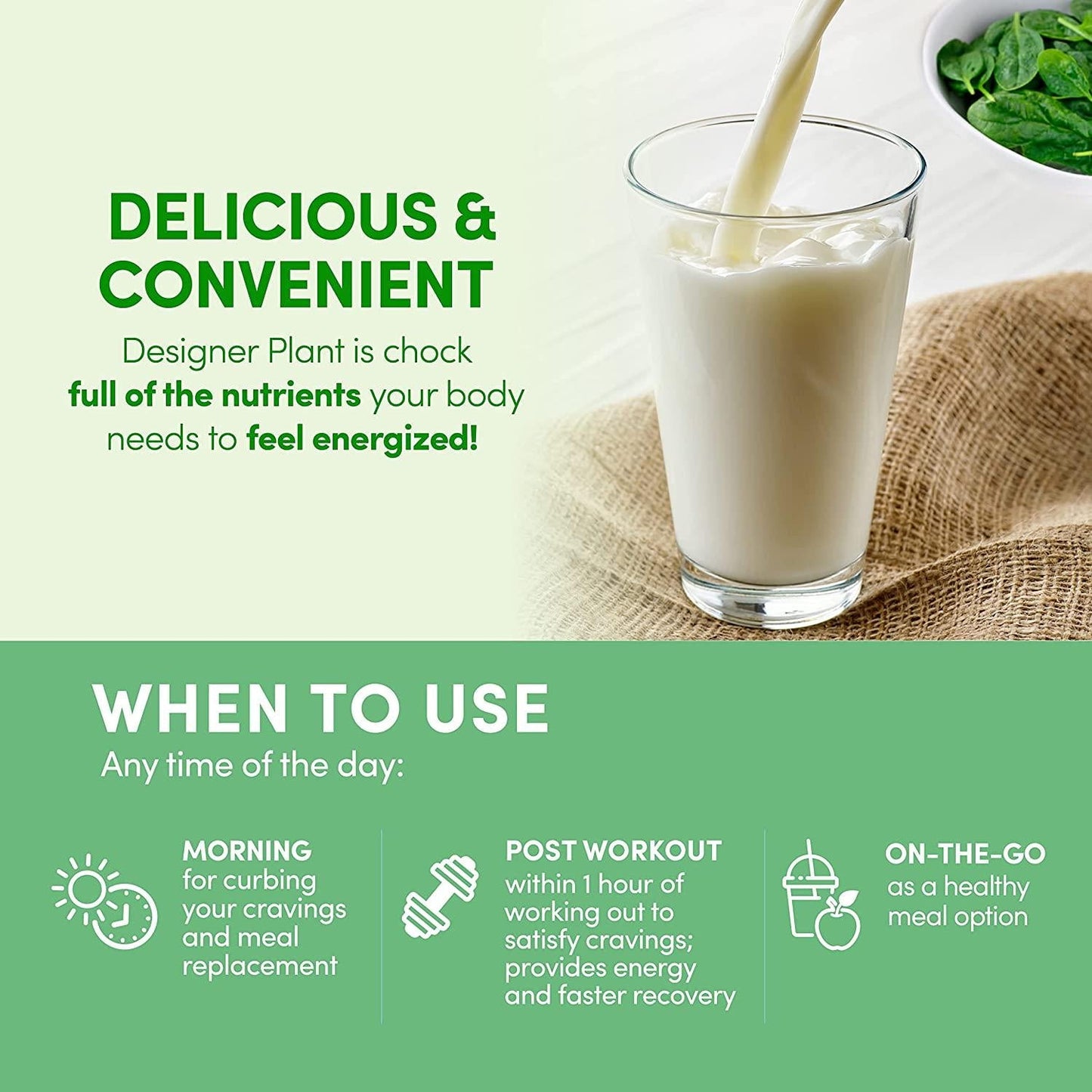 Designer Wellness, Designer Plant Meal Replacement, Pea Protein and Organic Sprouted Rice Protein Powder with Vitamins, Minerals, Healthy Fats, and Antioxidants, Madagascar Vanilla, 2.64 Pounds