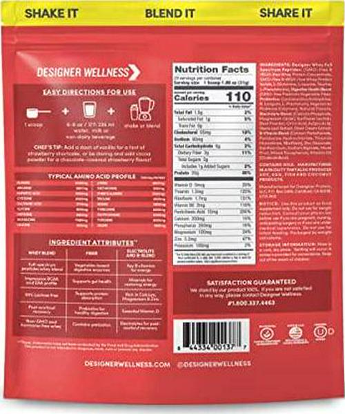 Designer Whey Premium Natural 100% Whey Protein, Summer Strawberry, 2 Pound