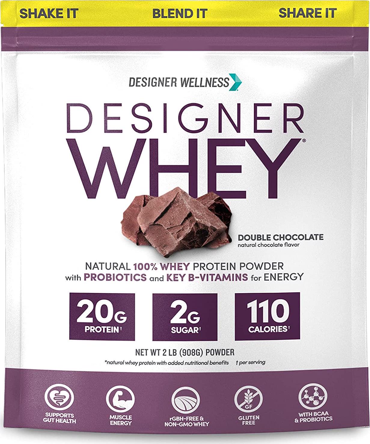 Designer Whey Premium Natural 100% Whey Protein, Double Chocolate, 32 Ounce