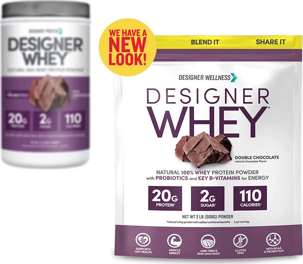 Designer Whey Premium Natural 100% Whey Protein, Double Chocolate, 32 Ounce