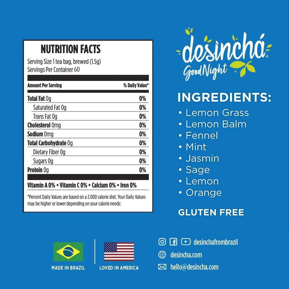 Desincha - Night Time Tea I Caffeine Free 60 Count and Debloatea I Ginger and Peppermint 60 Count