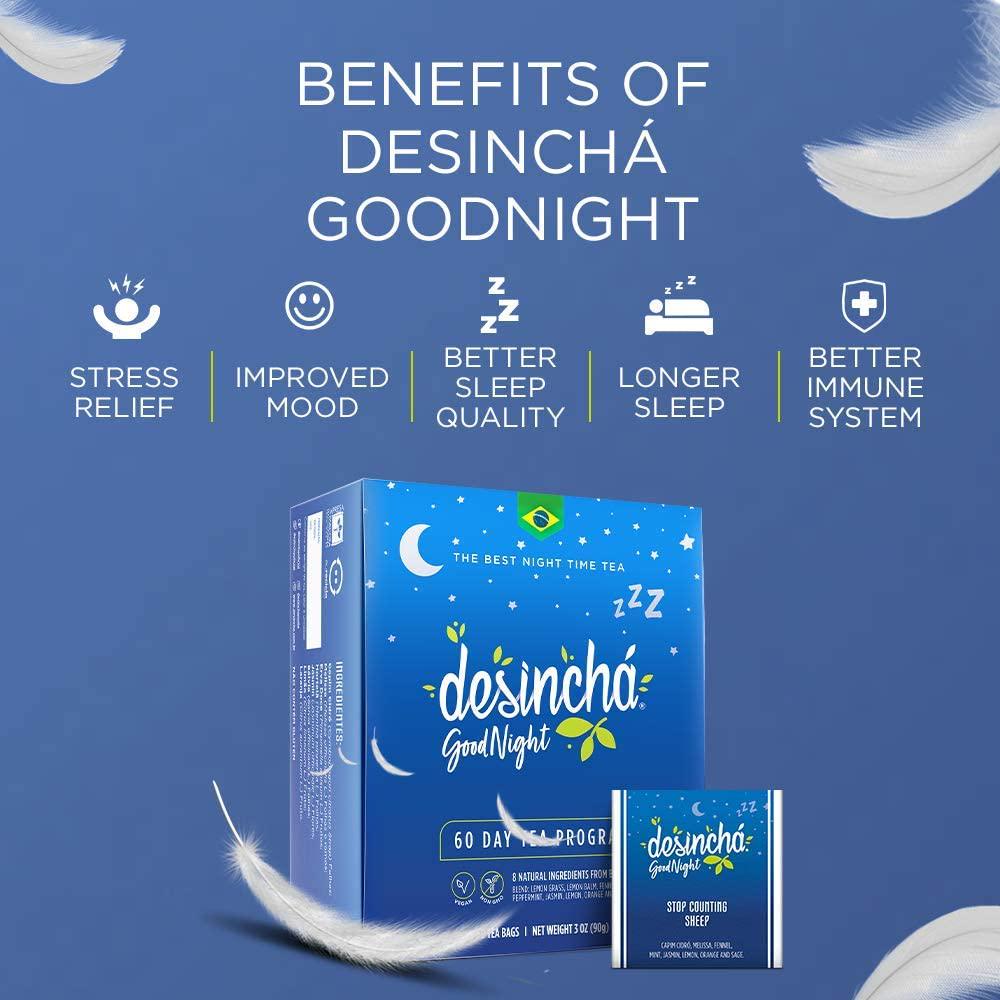 Desincha - Night Time Tea I Caffeine Free 60 Count and Debloatea I Ginger and Peppermint 60 Count
