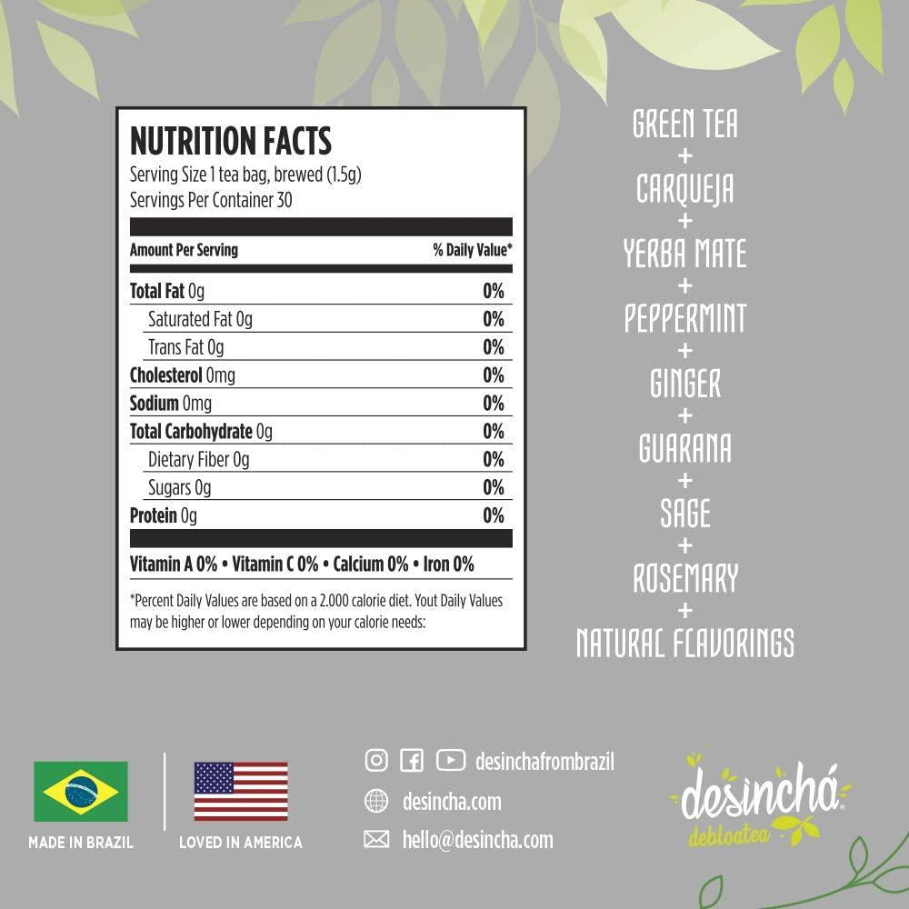 Desincha Tea - Debloatea Piña Colada Flavor I May Increase Energy, Supports Mental Focus and Metabolic Health I Helps Improve Digestion and May Reduce Bloating I 8 Natural Ingredients I 30 Day Supply