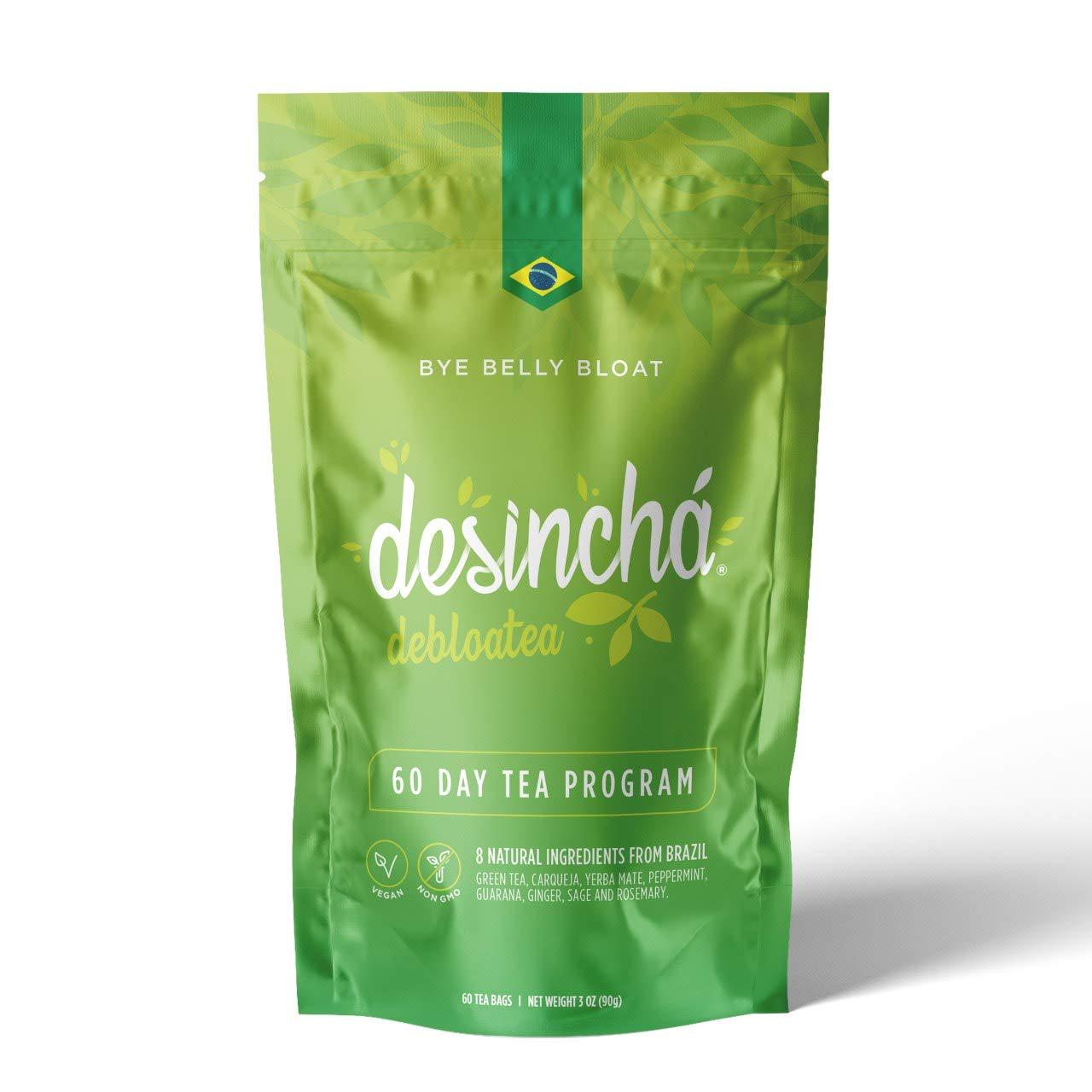 Desincha Tea - Debloatea I Ginger and Peppermint I May Increase Energy, Supports Mental Focus and Metabolic Health I Helps Improve Digestion and May Reduce Bloating I 8 Natural Ingredients I 60 Count