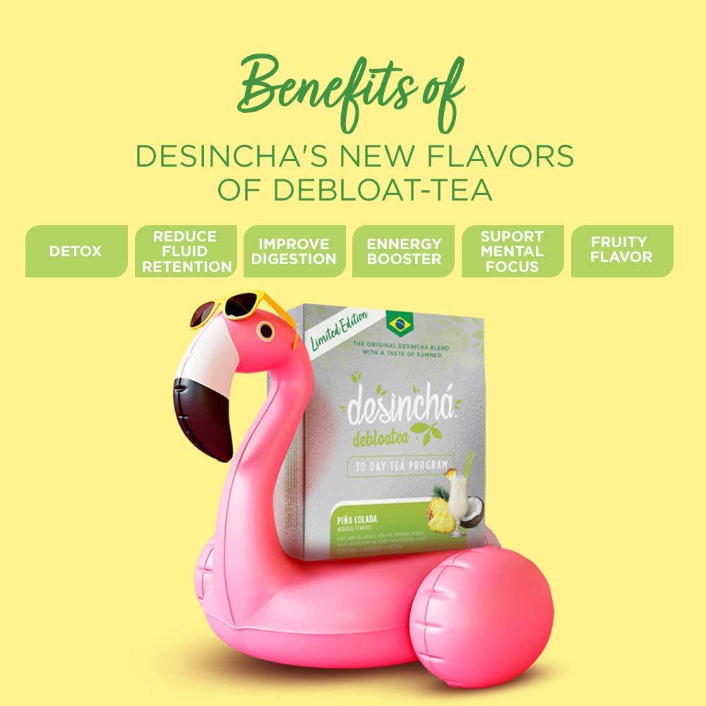 Desincha Tea - Debloatea Piña Colada Flavor I May Increase Energy, Supports Mental Focus and Metabolic Health I Helps Improve Digestion and May Reduce Bloating I 8 Natural Ingredients I 30 Day Supply