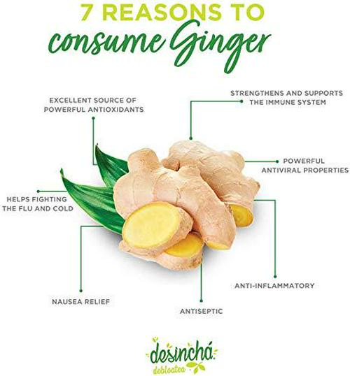 Desincha Tea - Debloatea I Ginger and Peppermint I May Increase Energy, Supports Mental Focus and Metabolic Health I Helps Improve Digestion and May Reduce Bloating I 8 Natural Ingredients I 60 Count